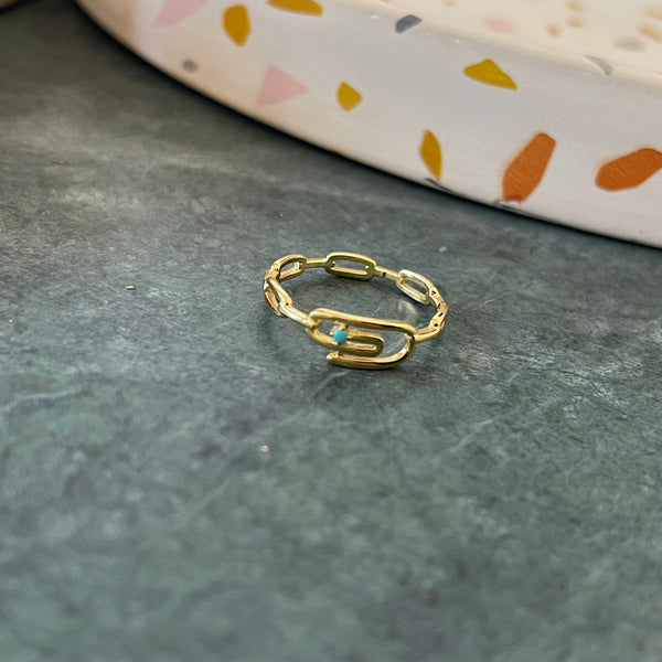 Turquoise Paper Clip Ring