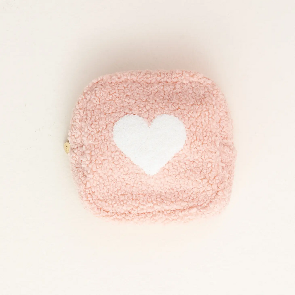 Square Teddy Pouch Heart-Pink