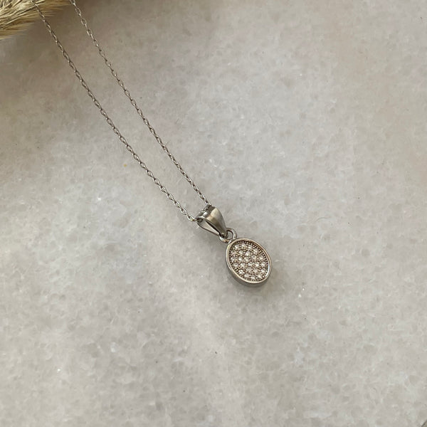 CZ Charm Necklace (Silver, Gold)
