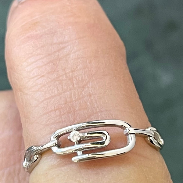 CZ Paper Clip Ring-Silver