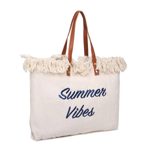 Summer Vibes Fringe Beach Toe Bag-Ivory