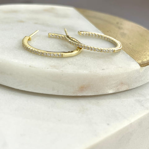 CZ Hoop Earrings (Gold, Silver)