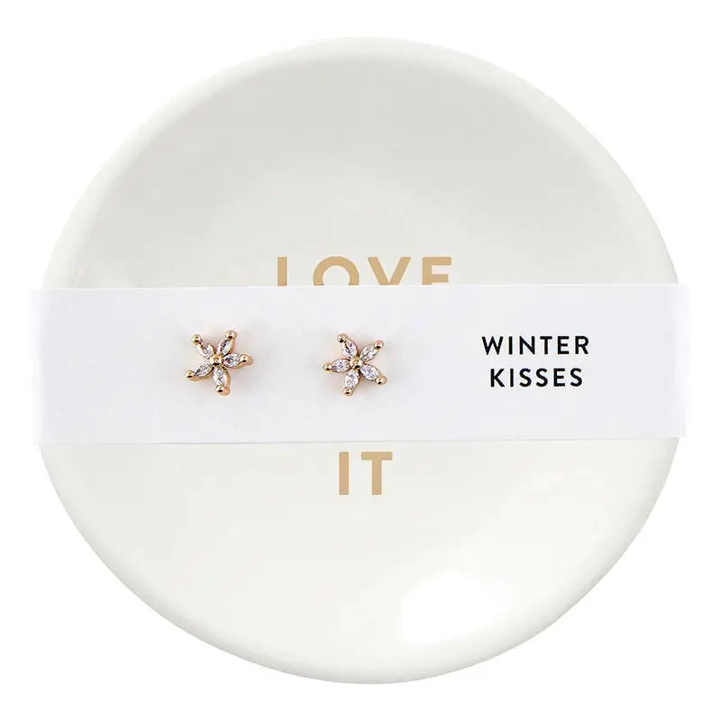 Stud Earrings and Jewelry Dish Set —Winter Kisses