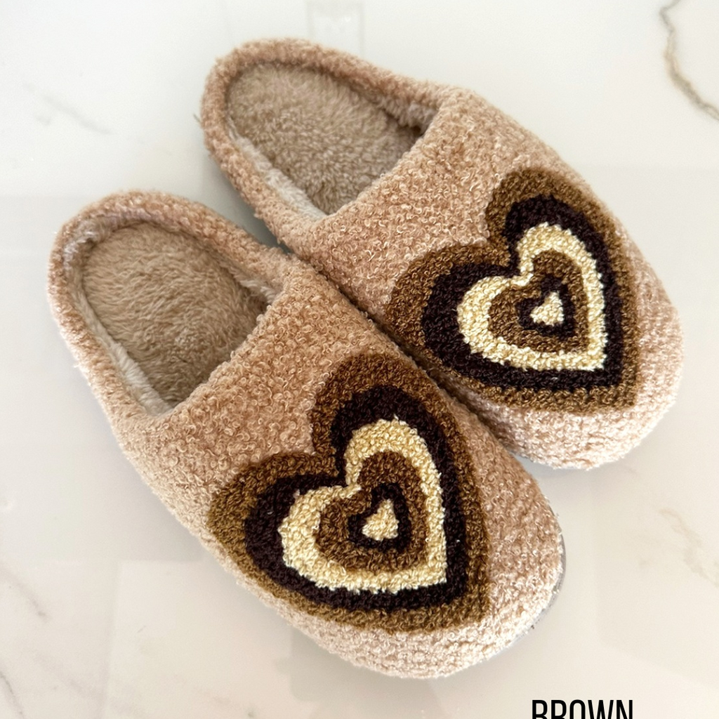 Heart Slippers-Brown