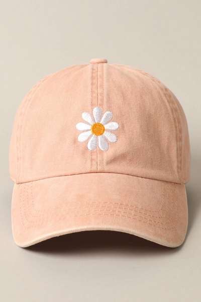Daisy Embroidery Adjustable Baseball Cap Hat (Chose Color)