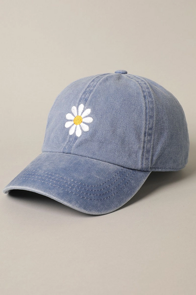 Daisy Embroidery Adjustable Baseball Cap Hat (Chose Color)
