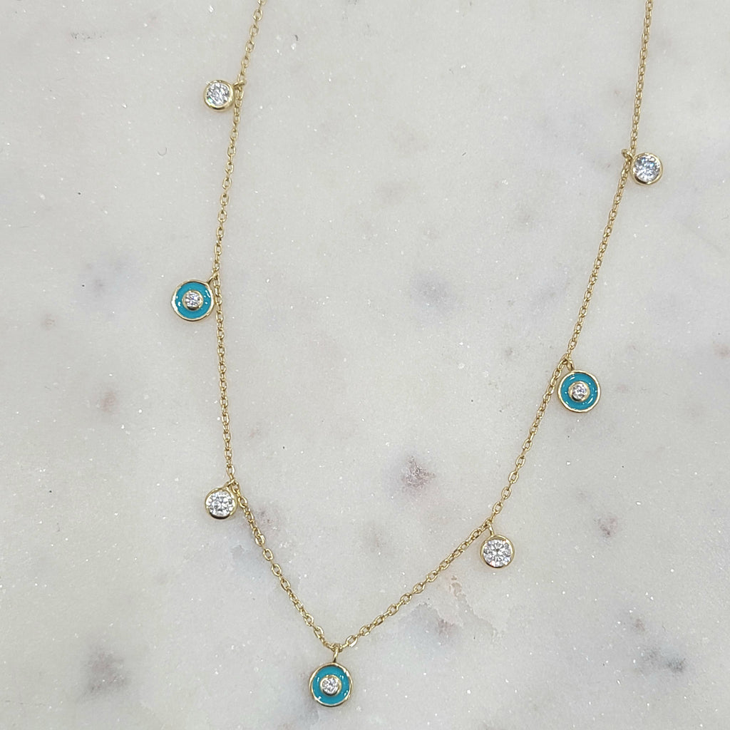 Turquoise Enamel Charm Necklace