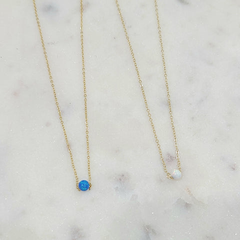 Petite Opal Charm Necklace (Choose Color)