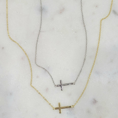 Cross Necklace (Silver, Gold)
