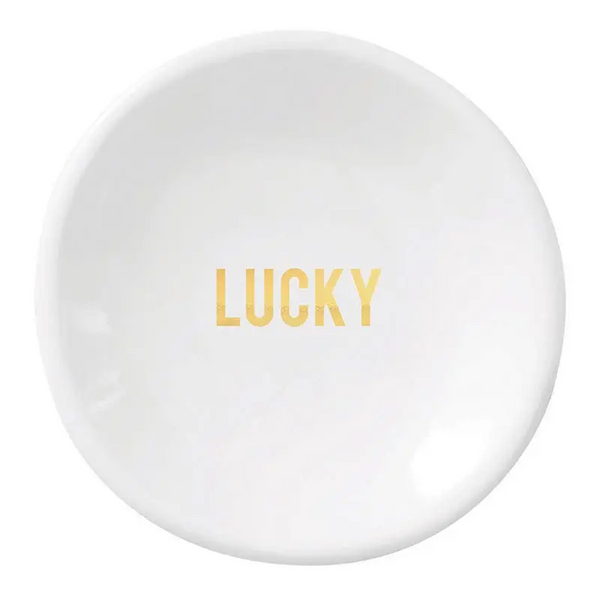 Stud Earrings and Jewelry Dish Set —Lucky