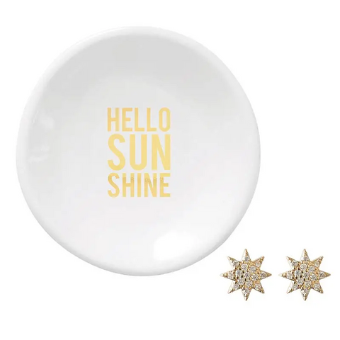 Stud Earrings and Jewelry Dish Set —Hello Sunshine