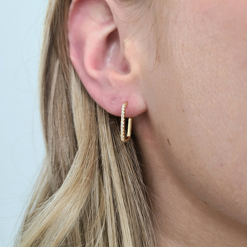 CZ Link Stud Earrings