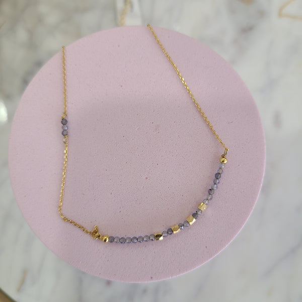 Gemstone Beaded Chain Necklace (Choose Stone Color)