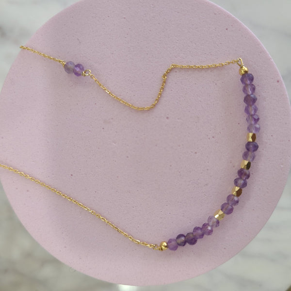 Gemstone Beaded Chain Necklace (Choose Stone Color)
