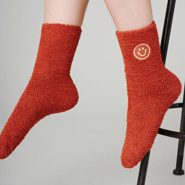Smiley Cozy Socks (Choose Color)