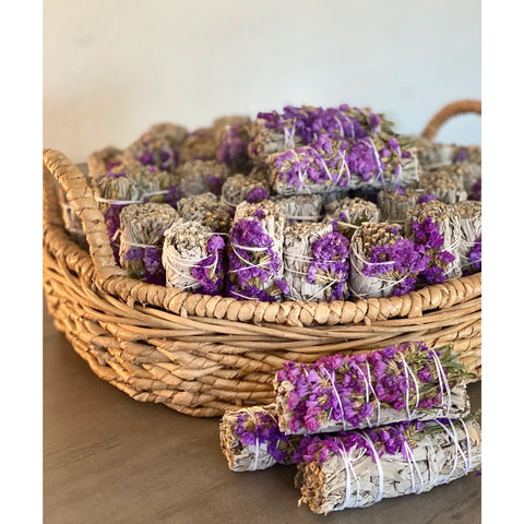 White Sage with Dried Flowers Bundle