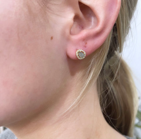 CZ Labradorite Stud Earrings